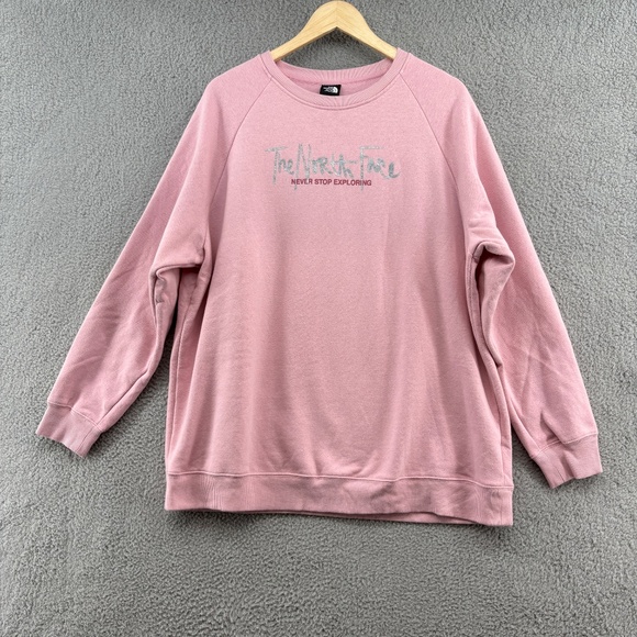 The North Face Women’s XXL Graphic Injection Crew Sweatshirt Pink Pullover - Picture 1 of 12